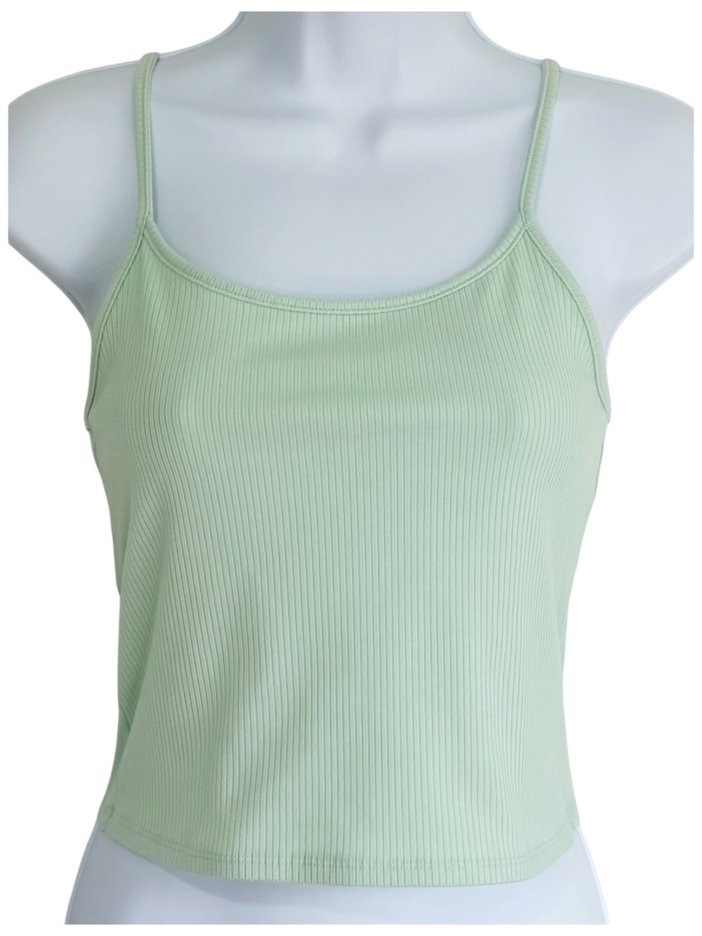 AMERICAN EAGLE Mint Green Ribbed Crop Cami Tank Y2K Fitted Strappy Top M